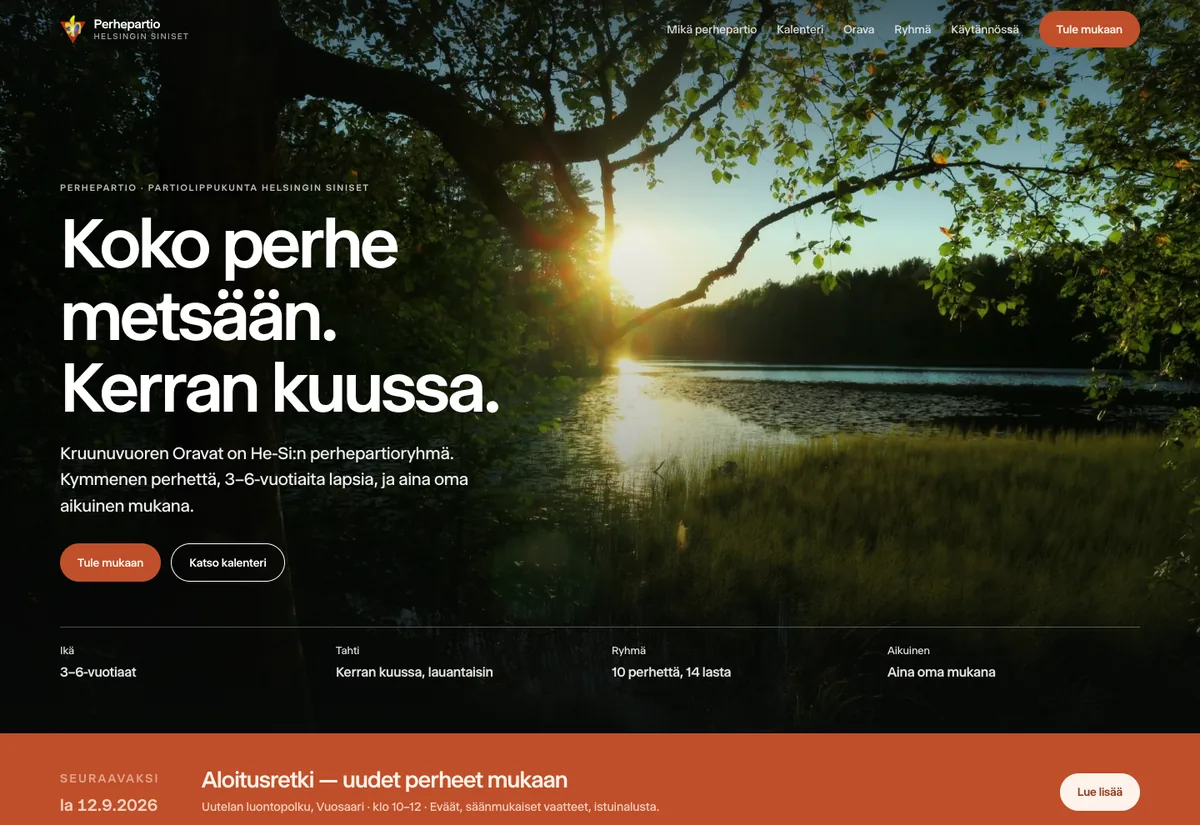 Orava — lämmin, kuvavetoinen luonnos